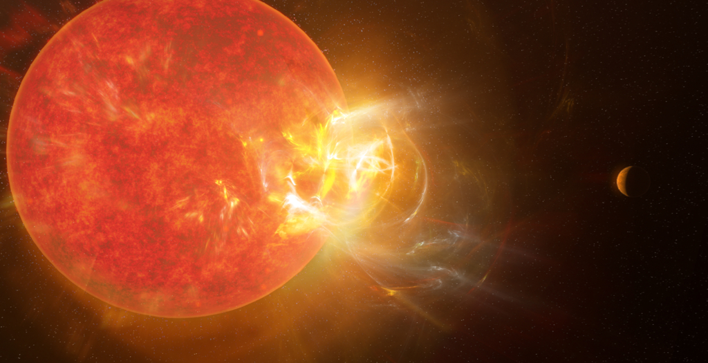 Artist's concept of a stellar flare from Proxima Centauri