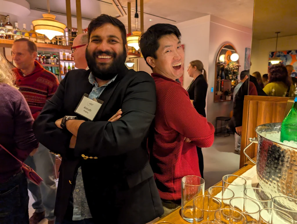 Mike Wong and frequent collaborator Anirudh Prabhu at Carnegie's annual alumni reception durign the American Geophysical Union's Fall Meeting.