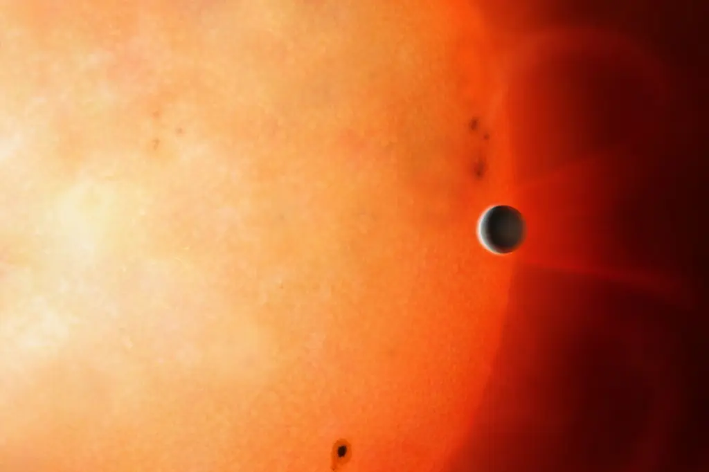Artist's impression showing a Neptune-sized planet in the Neptunian Desert. It is extremely rare to find an object of this size and density so close to its star. Credit: University of Warwick/Mark Garlick