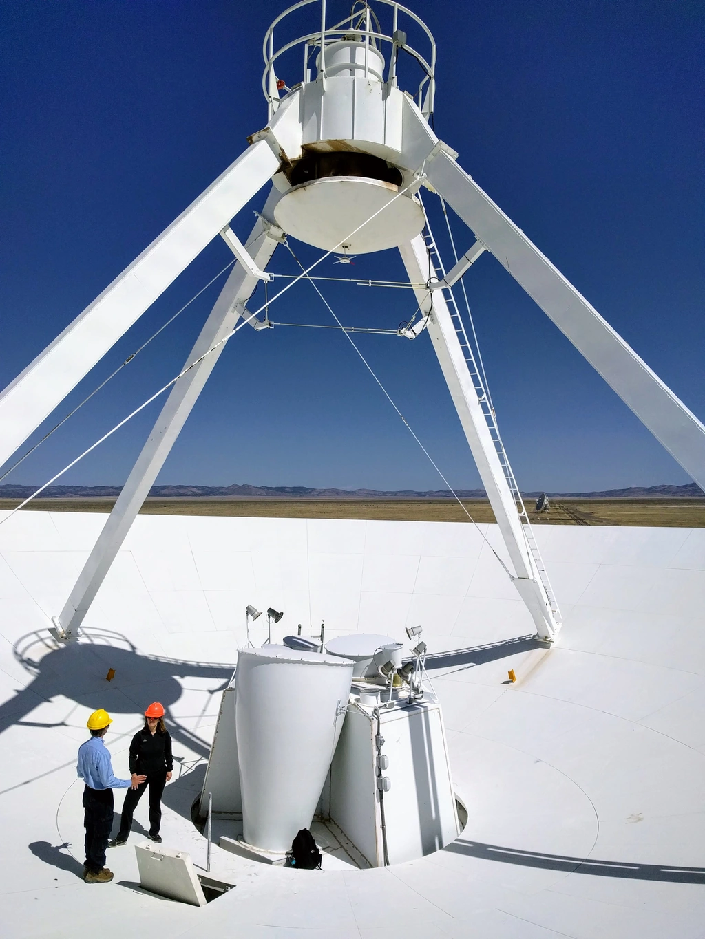 Peering down into at the heart of one of the antennae that comprise the Very Large Array.