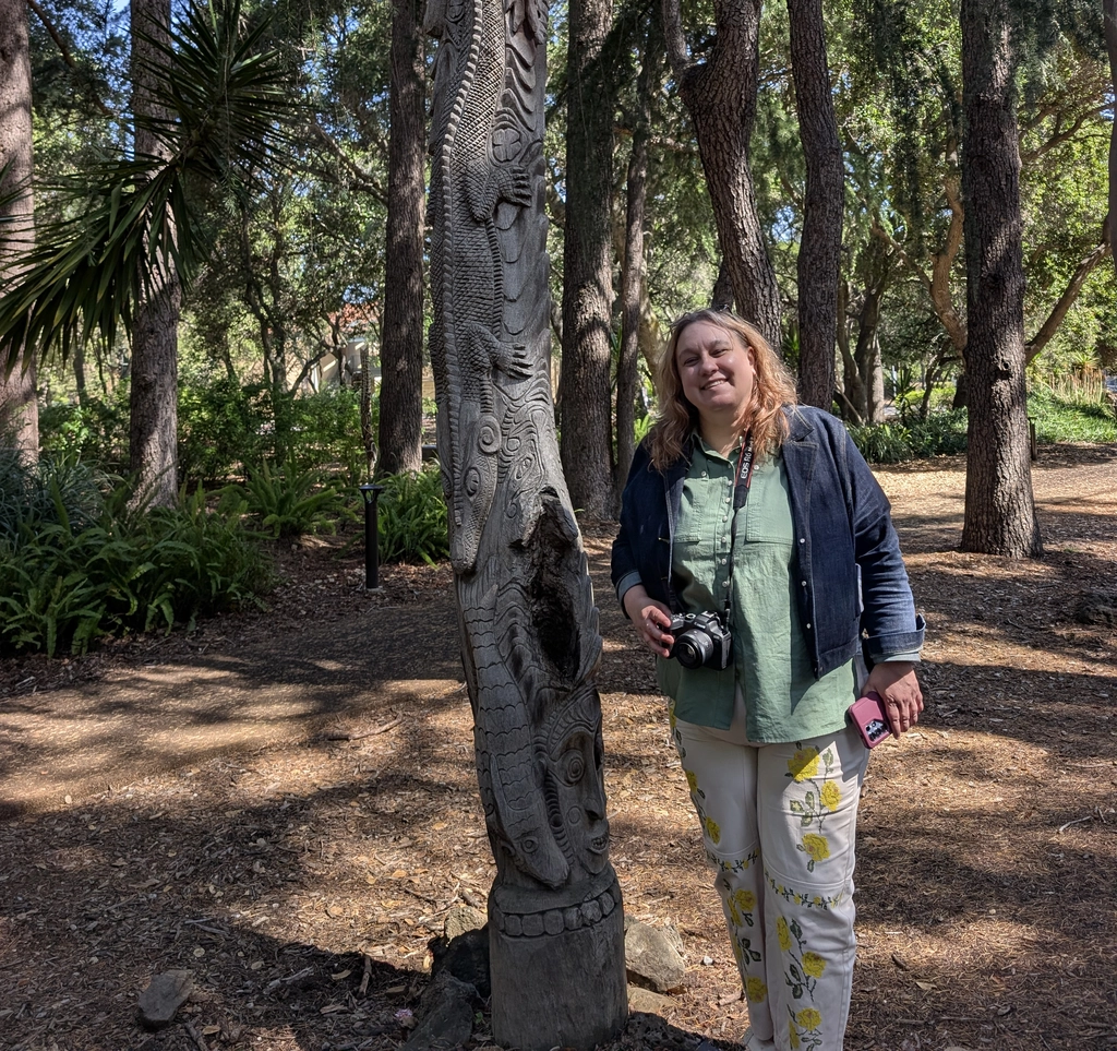Natasha Metzler in the Papau New Guinea sculpture garden. Courtesy: Devaki Bhaya.