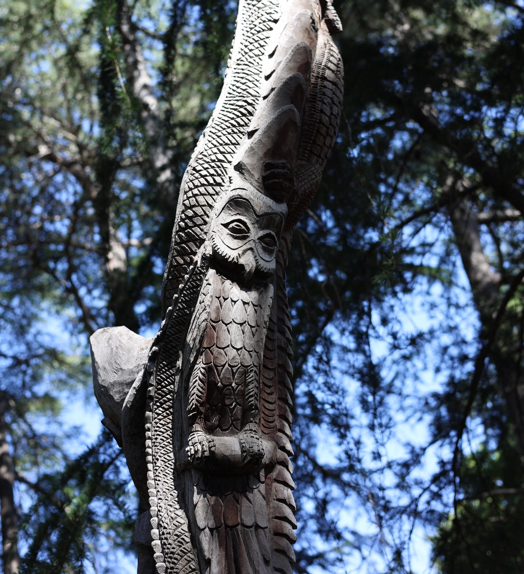 An owl is seen as part of a piece in the Papua New Guinea Sculpture Garden. Courtesy: Carnegie Science.