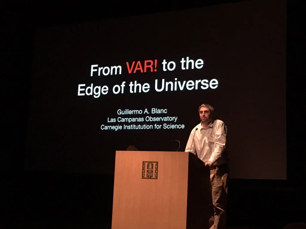 Guillermo Blanc speaking at the First Light conference courtesy Carnegie Science.