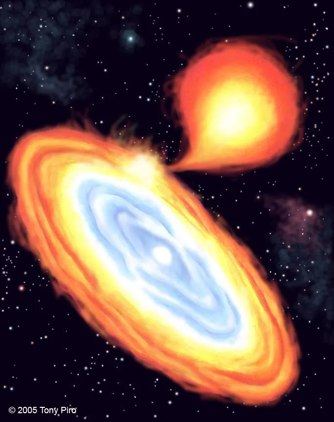 An illustration of a recurring nova system by Carnegie Science's Tony Piro. 