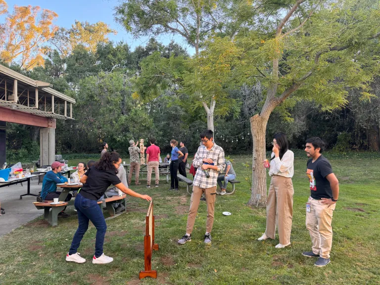 Postdocs play giant four square during postdoc appreciation week