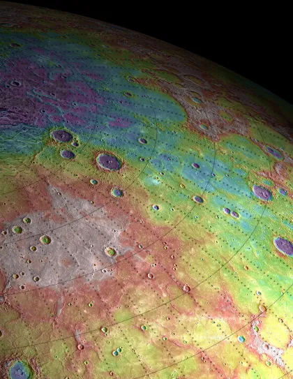 Perspective view of Mercury's topography.