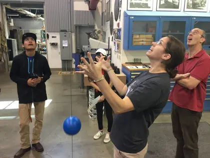 Johanna Teske in the Carnegie Science Observatories Machine Shop during Open House