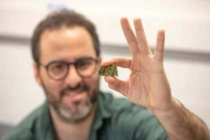 Oded Elazar holds eclogite