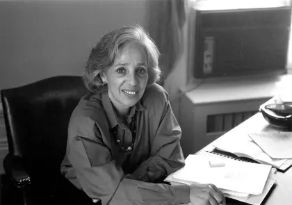 Maxine Singer in the president's office at Carnegie Science