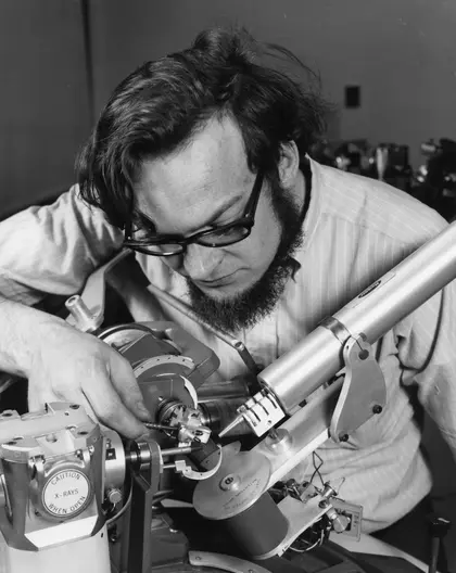 Larry W. Finger with X-ray diffractometer in 1972