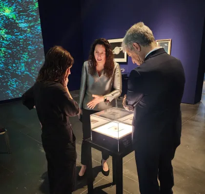 Juna Kollmeier talks to Michael Govan and another colleague at LACMA