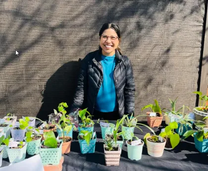 Karina Gutierrez Garcia with plants