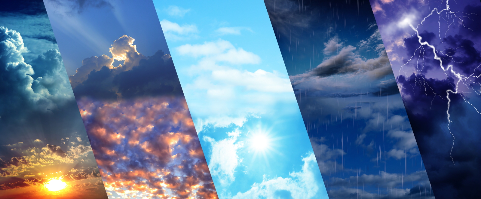 Sky with different weather patterns shown across six images slices.