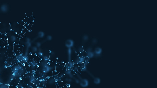 Blue carbon molecules on black