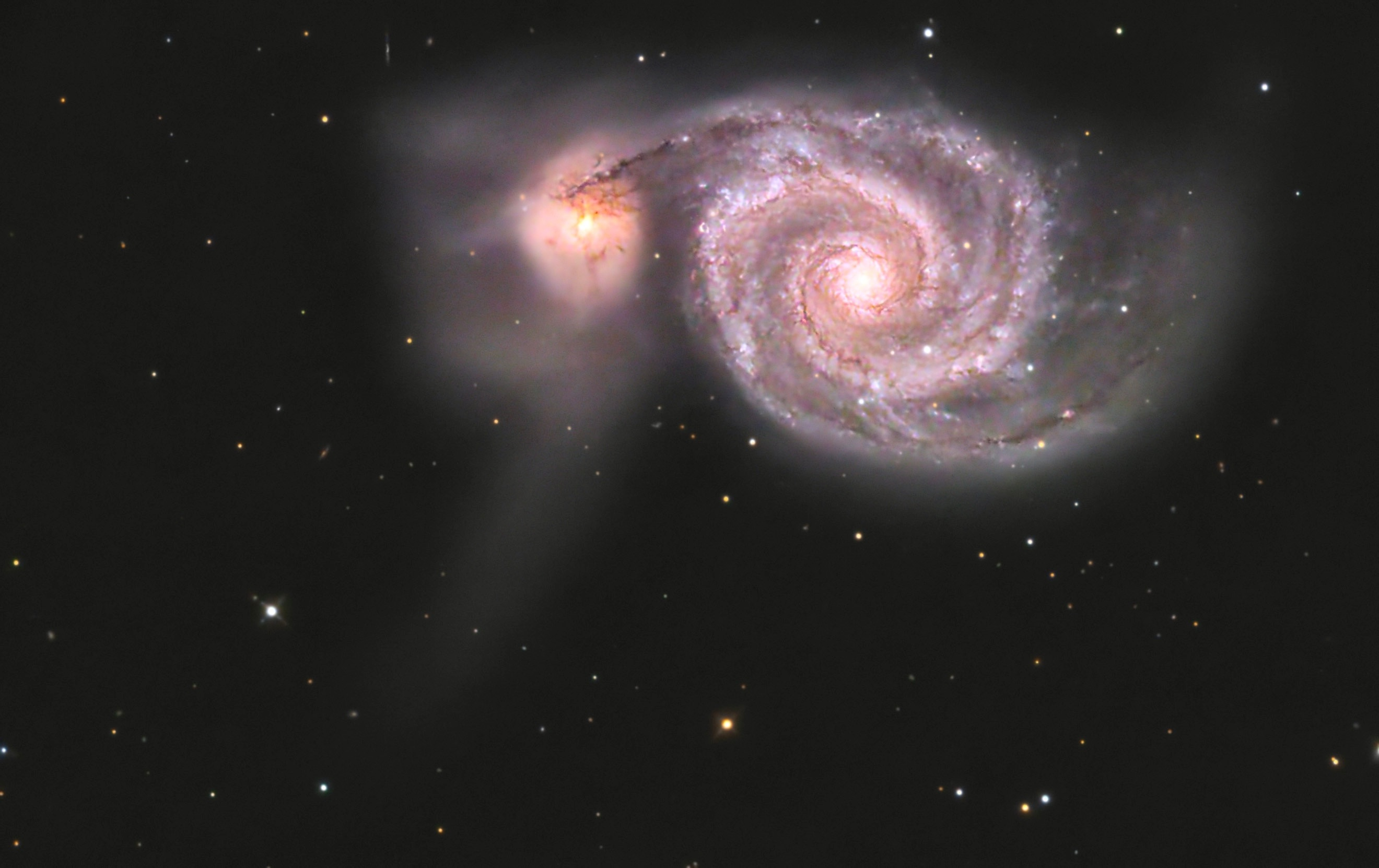 Messier 51 The Whirlpool Galaxy photographed using a 10” telescope