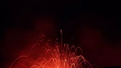 An explosion at Yasur volcano, in Vanuatu as seen from the crater rim