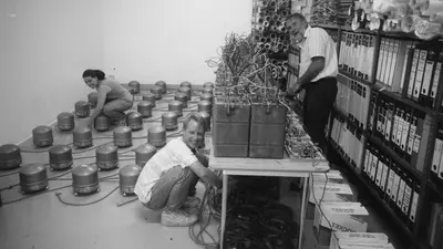 Adriana K historic photo with seismometers 