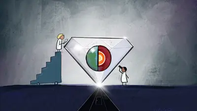 An illustration showing how diamonds can offer researchers a glimpse into the processes occurring inside our planet, including deep-Earth recycling of surface material.