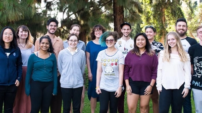 Summer students in the garden