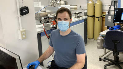 Zack Torrano in Lab with Mask