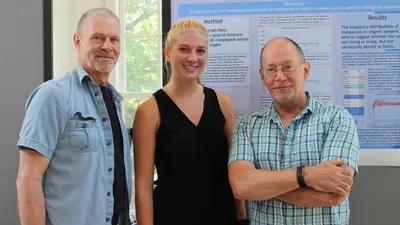 Sophia Economon with Drs. Bob Hazen, George Cody, and Shaunna Morrison. 