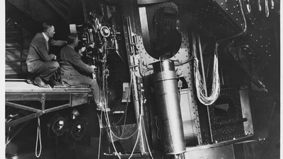 Edwin Hubble and James Jeans at the Mount Wilson Observatory 100-inch Telescope