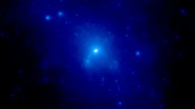 Dark matter halo image from Wikimedia Commons. 