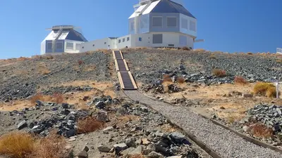 A photograph of the Magellan Telescopes at Carnegie's Las Campanas Observatory in Chile. 
