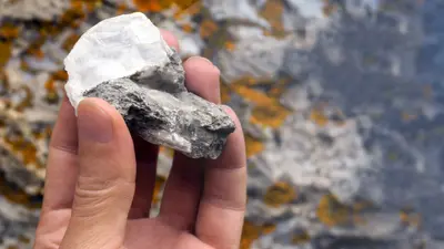Hand holding a rock