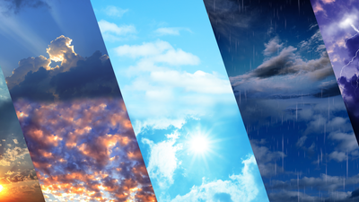 Sky with different weather patterns shown across six images slices.