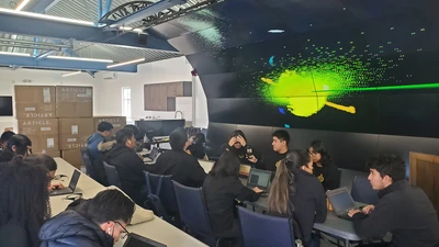 high school students learn about dark matter in the Carnegie Observatories VizLab as part of a DEI Mini-grant funded project