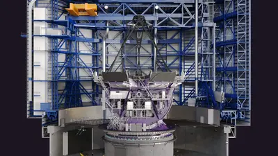 Cross section rendering of the telescope enclosure, pier, and mount. Image credit: Giant Magellan Telescope – GMTO Corporation.