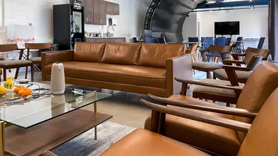 Picture of the seating area in the VizLab