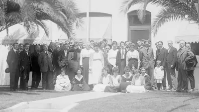 Members of the Mount Wilson Observatory staff, including women of the Computing Division, pose for a group photograph, 1917