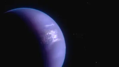 This artist’s concept shows what the hot gas-giant exoplanet WASP-43 b could look like.  Courtesy NASA, ESA, CSA, Ralf Crawford (STScI)