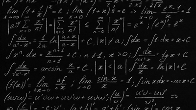 Equations on chalkboard