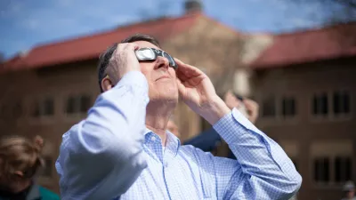 Viewing the partial solar eclipse at the Broad Branch Road campus
