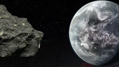 Meteorite and planet. Image Credit: NASA, Svend Buhl