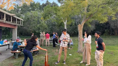 Postdocs play giant four square during postdoc appreciation week