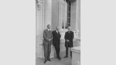 Arthur A. Noyes, George Ellery Hale, and Robert Millikan at Caltech, 1920. Credit: Carnegie Science/Huntington Library