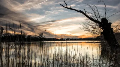 Lake, Grass, Sunset image