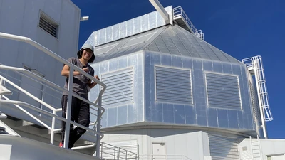 Casey Lam at the Magellan telescopes at Carnegie Science's Las Campanas Observatory in Chile