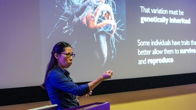 Rika Anderson gives a plenary talk at the Workshop on Information, Selection, and Evolution (WISE).