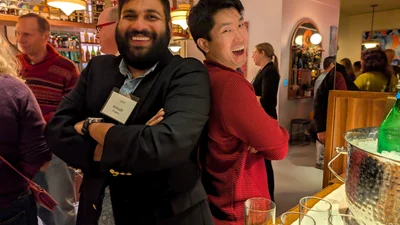 Mike Wong and frequent collaborator Anirudh Prabhu at Carnegie's annual alumni reception durign the American Geophysical Union's Fall Meeting.