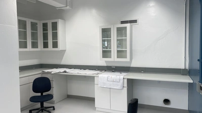 The newly remodled mass spec lab contains this area for loading samples that will be analyzed by the TIMS, a highly sensitive isotope mass spectrometer. Credit: Lori Willhite/Carnegie Science