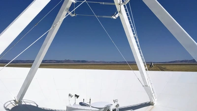 Peering down into at the heart of one of the antennae that comprise the Very Large Array.