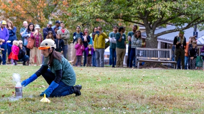 Trash-cano demonstration at the inaugural Earth and Planets Laboratory Open House