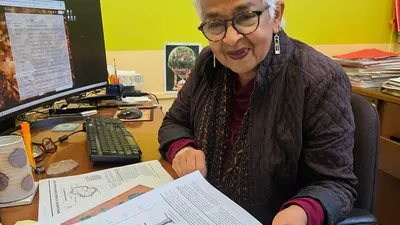 Devaki Bhaya in her office. Courtesy: Carnegie Science.