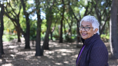 Devaki Bhaya in the Papua New Guinea Sculpture Garden. Courtesy: Carnegie Science.