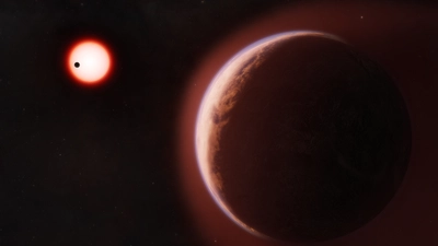 Artist's concept of LHS 1140 b and another nearby rocky planet with their host star. Credit: Melissa Weiss/Center for Astrophysics |Harvard & Smithsonian.